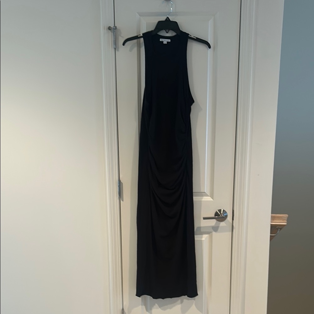 James Perse black cotton, ruched maxi dress